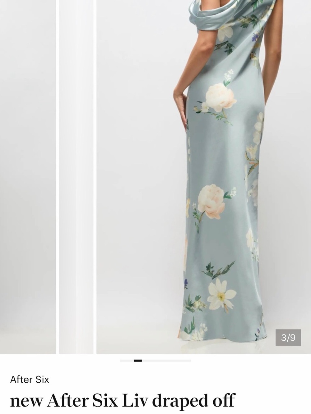 After Six Dusty Blue Floral Satin Maxi Skirt